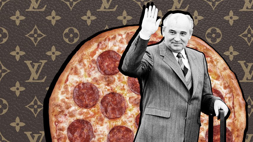 Gorbachov causó revuelo luego de salir en una publicidad de Pizza Hut en 1990 | Ilustración de Rusia Beyond ES
